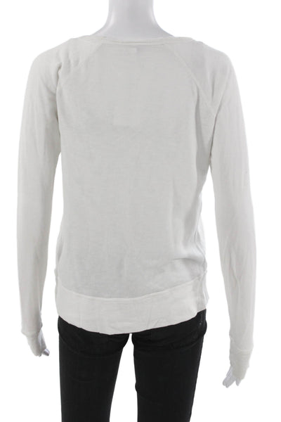 Standard James Perse Womens White Cotton Basic Long Sleeve T Shirt Size 1