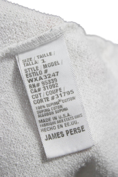 Standard James Perse Womens White Cotton Basic Long Sleeve T Shirt Size 1