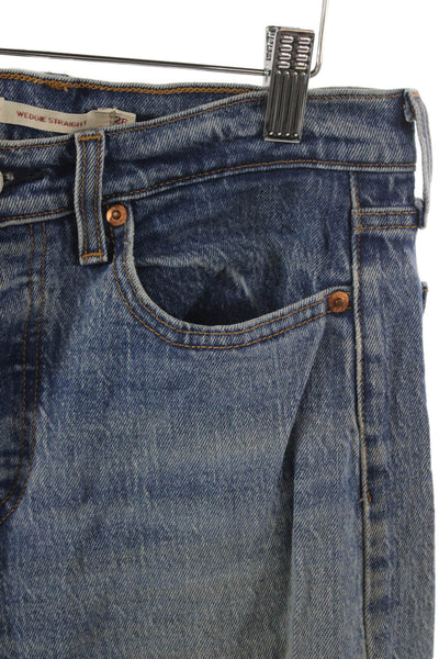 Levis Women Straight Jeans Blue Mid Rise Cotton Blend Size 26