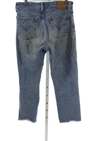 Levis Women Straight Jeans Blue Mid Rise Cotton Blend Size 26