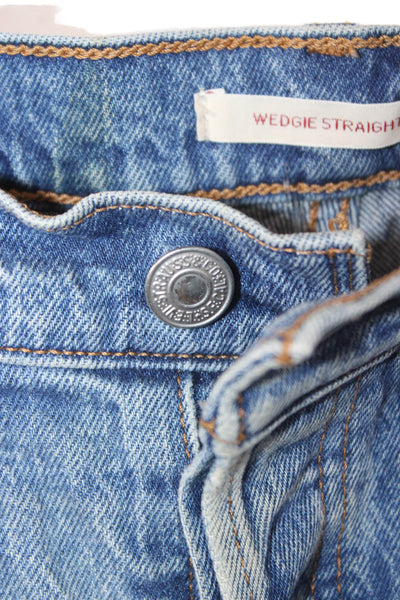 Levis Women Straight Jeans Blue Mid Rise Cotton Blend Size 26