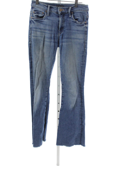 Mother Womens Flared Jeans Blue Mid Rise Cotton Button Size 25