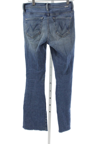 Mother Womens Flared Jeans Blue Mid Rise Cotton Button Size 25