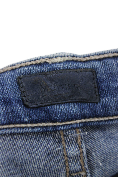 Mother Womens Flared Jeans Blue Mid Rise Cotton Button Size 25