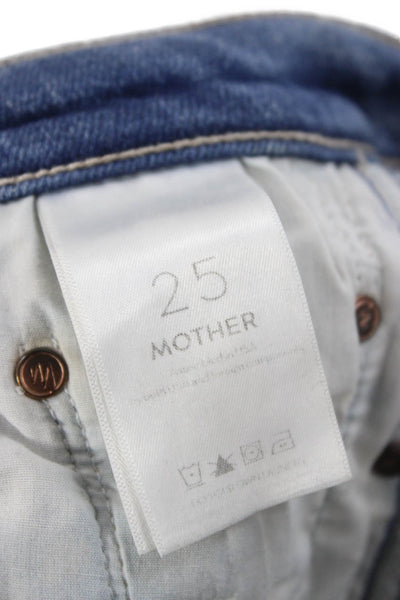 Mother Womens Flared Jeans Blue Mid Rise Cotton Button Size 25