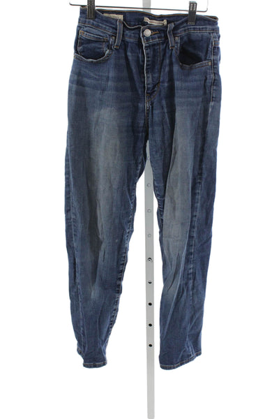 Levis Womens Straight Jeans Blue Mid Rise Button Cotton Size 26