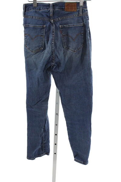 Levis Womens Straight Jeans Blue Mid Rise Button Cotton Size 26