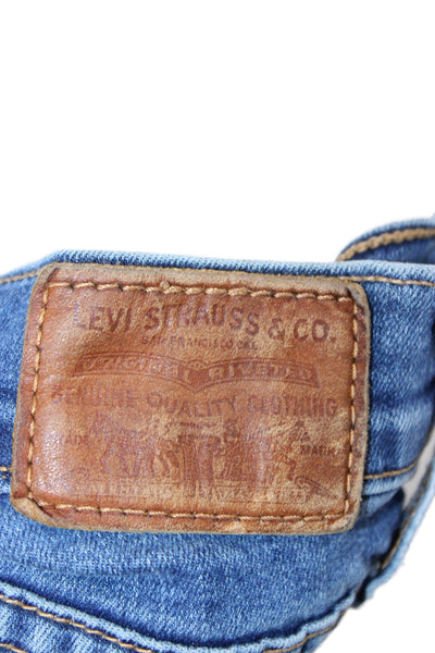 Levis Womens Straight Jeans Blue Mid Rise Button Cotton Size 26
