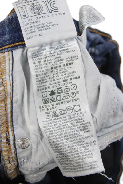 Levis Womens Straight Jeans Blue Mid Rise Button Cotton Size 26
