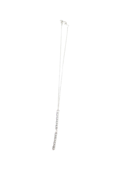 Chanel Womens Engraved Lobster Claw Closure Pendant Necklace Silver