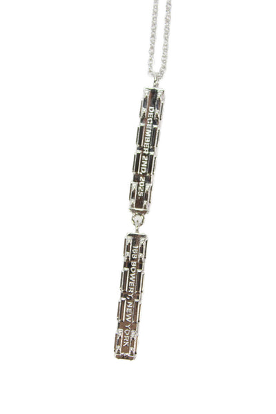 Chanel Womens Engraved Lobster Claw Closure Pendant Necklace Silver