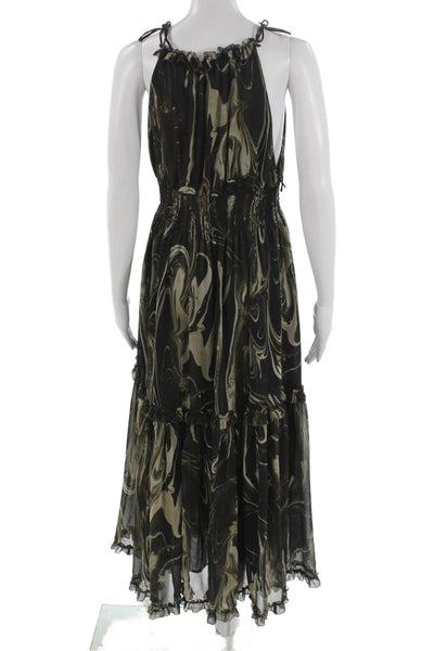 Banana Republic Women Maxi Halter Black Geometric Dress Size S Petite