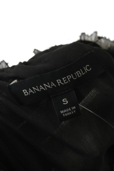 Banana Republic Women Maxi Halter Black Geometric Dress Size S Petite