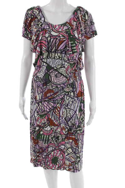 Pringle of Scotland Women Shift Dress Multicolor Scoop Neck Size S