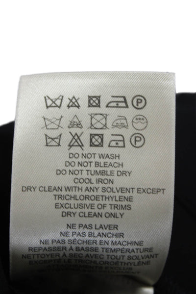 Burberry London Women Black Silk Shirt Dress Button Short Sleeve Size 6