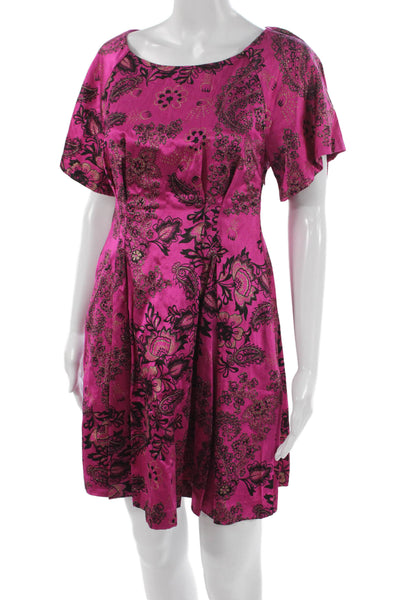 3.1 Phillip Lim Womens Fit & Flare Dress Pink Satin Floral Size 4
