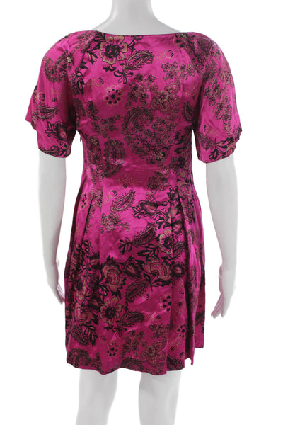 3.1 Phillip Lim Womens Fit & Flare Dress Pink Satin Floral Size 4