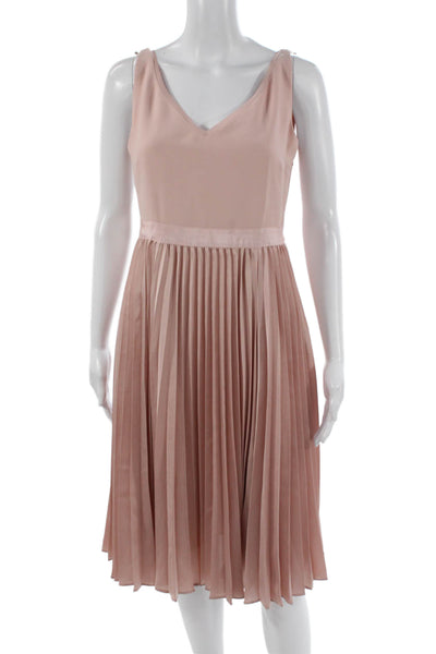 Banana Republic Womens Fit & Flare Pink V-Neck Knee-Length Dress Petite Size 2