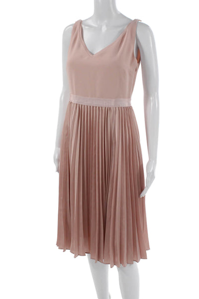 Banana Republic Womens Fit & Flare Pink V-Neck Knee-Length Dress Petite Size 2