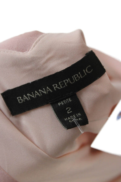 Banana Republic Womens Fit & Flare Pink V-Neck Knee-Length Dress Petite Size 2