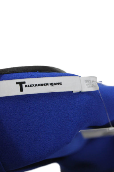 T Alexander Wang Women Shift Dress Blue Sleeveless Round Neck Button Size 8