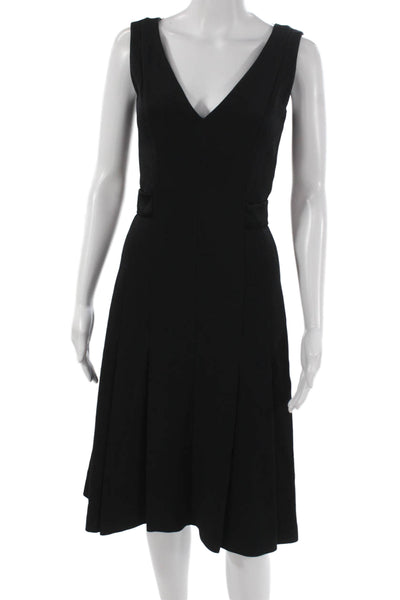 Boss Hugo Boss Women Fit & Flare Black V-Neck Knee Length Dress Size 0