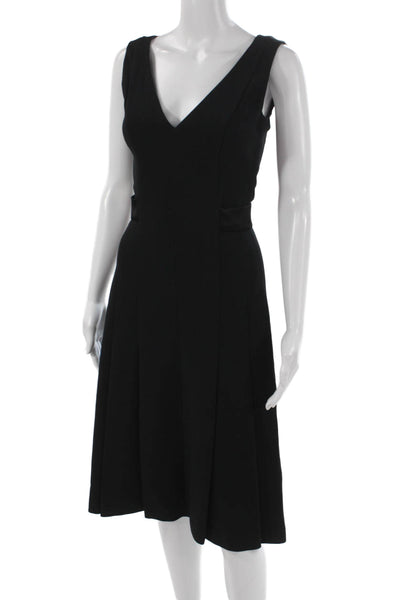 Boss Hugo Boss Women Fit & Flare Black V-Neck Knee Length Dress Size 0