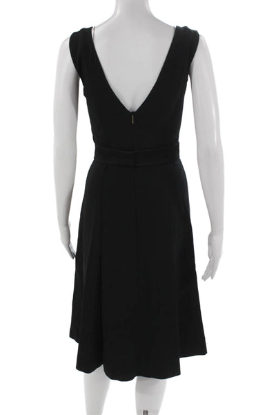 Boss Hugo Boss Women Fit & Flare Black V-Neck Knee Length Dress Size 0