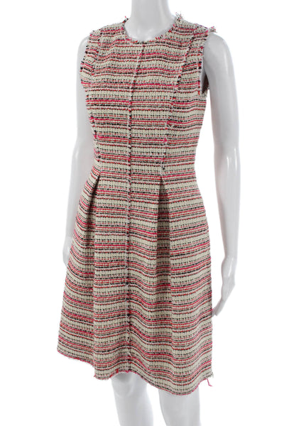 Rebecca Taylor Women Fit Flare Cotton Sleeveless Round Neck Beige Dress Size 2