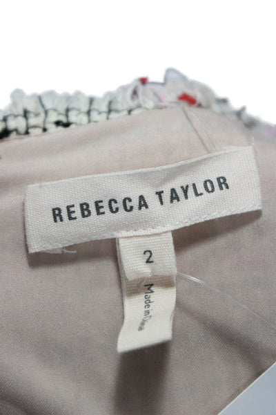 Rebecca Taylor Women Fit Flare Cotton Sleeveless Round Neck Beige Dress Size 2