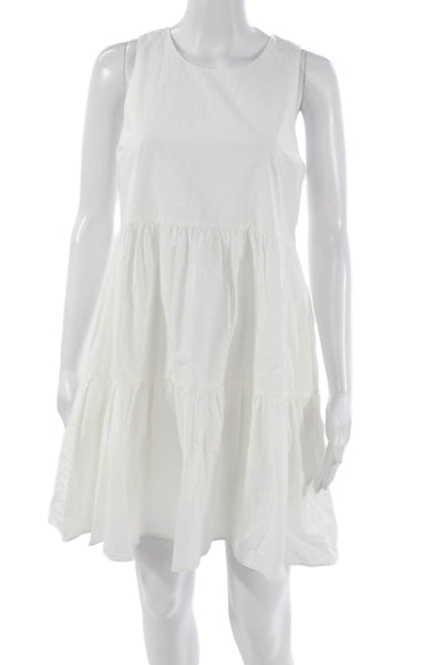 Banana Republic Women Trapeze White Sleeveless Dress Size S