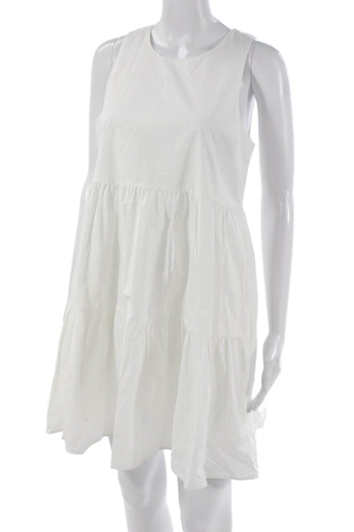 Banana Republic Women Trapeze White Sleeveless Dress Size S