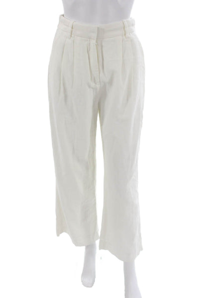 Abercrombie & Fitch Womens Cropped Linen Pants White Zip Size XS