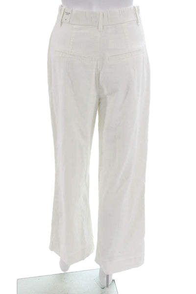 Abercrombie & Fitch Womens Cropped Linen Pants White Zip Size XS