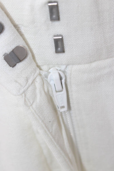 Abercrombie & Fitch Womens Cropped Linen Pants White Zip Size XS