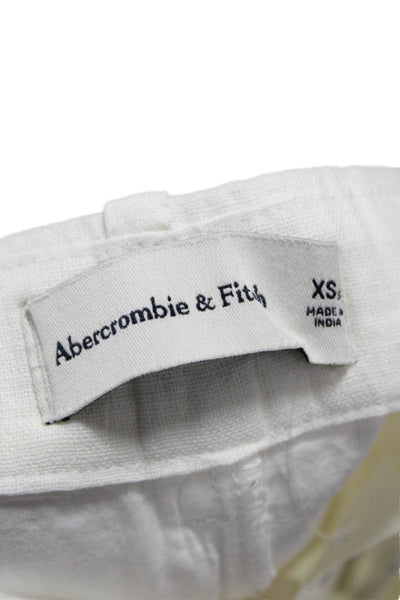 Abercrombie & Fitch Womens Cropped Linen Pants White Zip Size XS