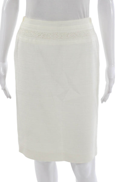 Escada Women Skirt Suit White Cotton 3/4 Sleeve Pre-Owned Size 34