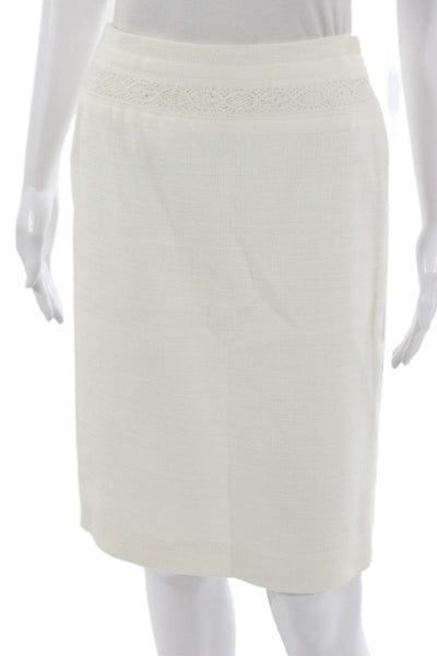 Escada Women Skirt Suit White Cotton 3/4 Sleeve Pre-Owned Size 34