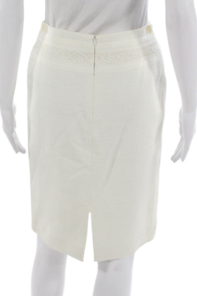 Escada Women Skirt Suit White Cotton 3/4 Sleeve Pre-Owned Size 34