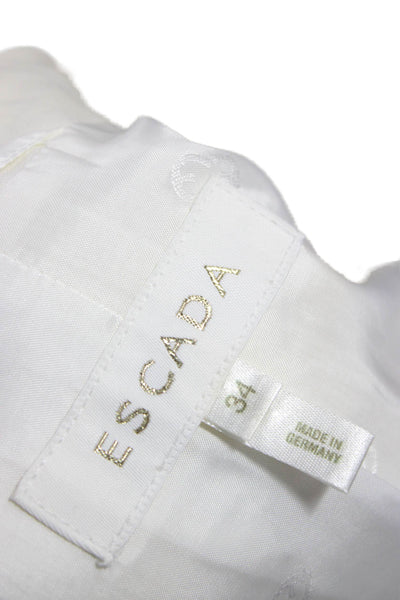 Escada Women Skirt Suit White Cotton 3/4 Sleeve Pre-Owned Size 34