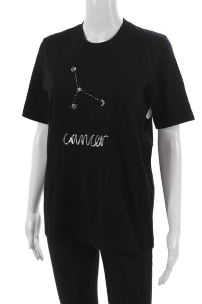 Markus Lupfer Women Basic Black Cotton T-Shirt Crew Neck Short Sleeve Size XS