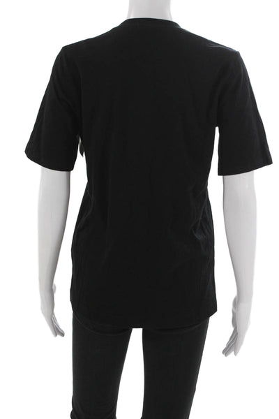 Markus Lupfer Women Basic Black Cotton T-Shirt Crew Neck Short Sleeve Size XS