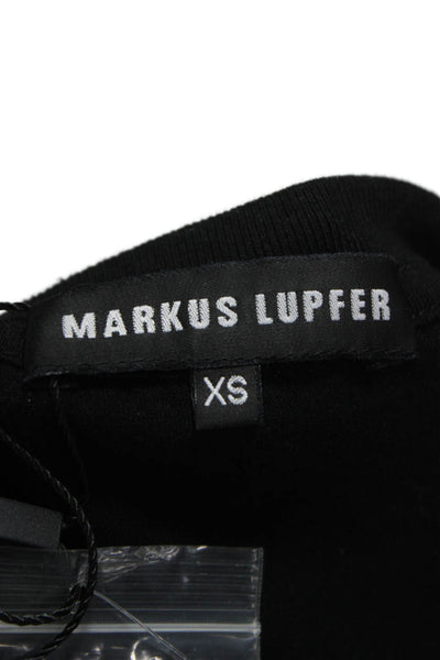 Markus Lupfer Women Basic Black Cotton T-Shirt Crew Neck Short Sleeve Size XS