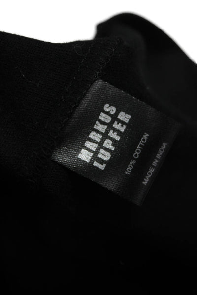 Markus Lupfer Women Basic Black Cotton T-Shirt Crew Neck Short Sleeve Size XS