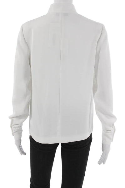 Elizabeth and James Women White Cowl Neck Long Sleeve Basic Blouse Size XS