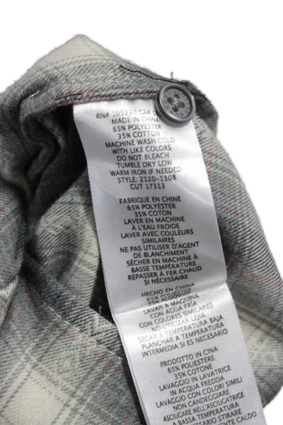 Current/Elliott Womens Plaid Collared Long Sleeve Button-Up Gray Size 1