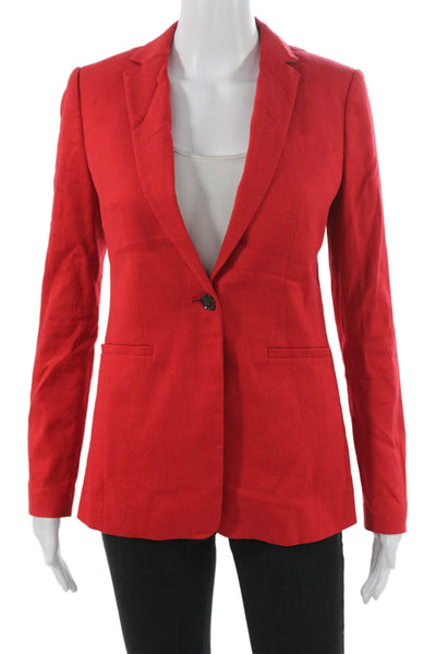 Banana Republic Womens Red Linen Blend Blazer Size 0
