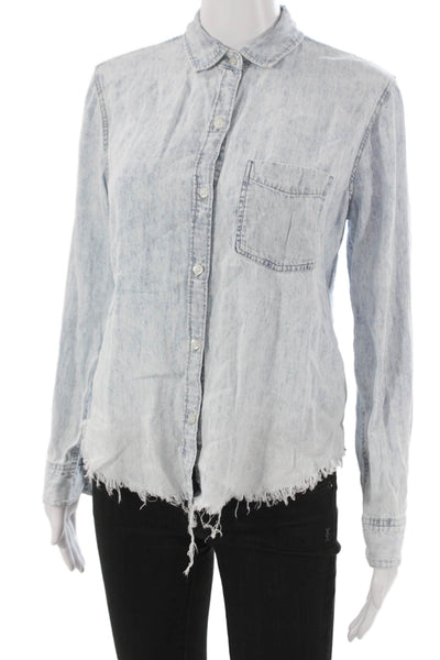 Rails Womens Basic Lyocell Collared Button Up Long Sleeve Blue Size XS