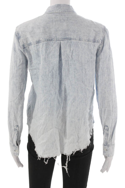 Rails Womens Basic Lyocell Collared Button Up Long Sleeve Blue Size XS