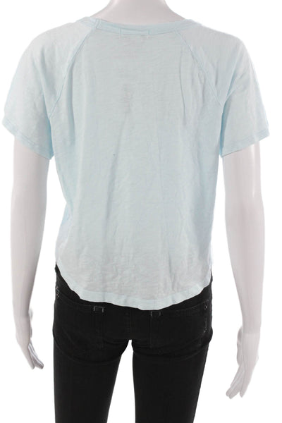 Beyond Yoga Women Cropped T-Shirt Blue Crew Neck Short Sleeve Modal Size S